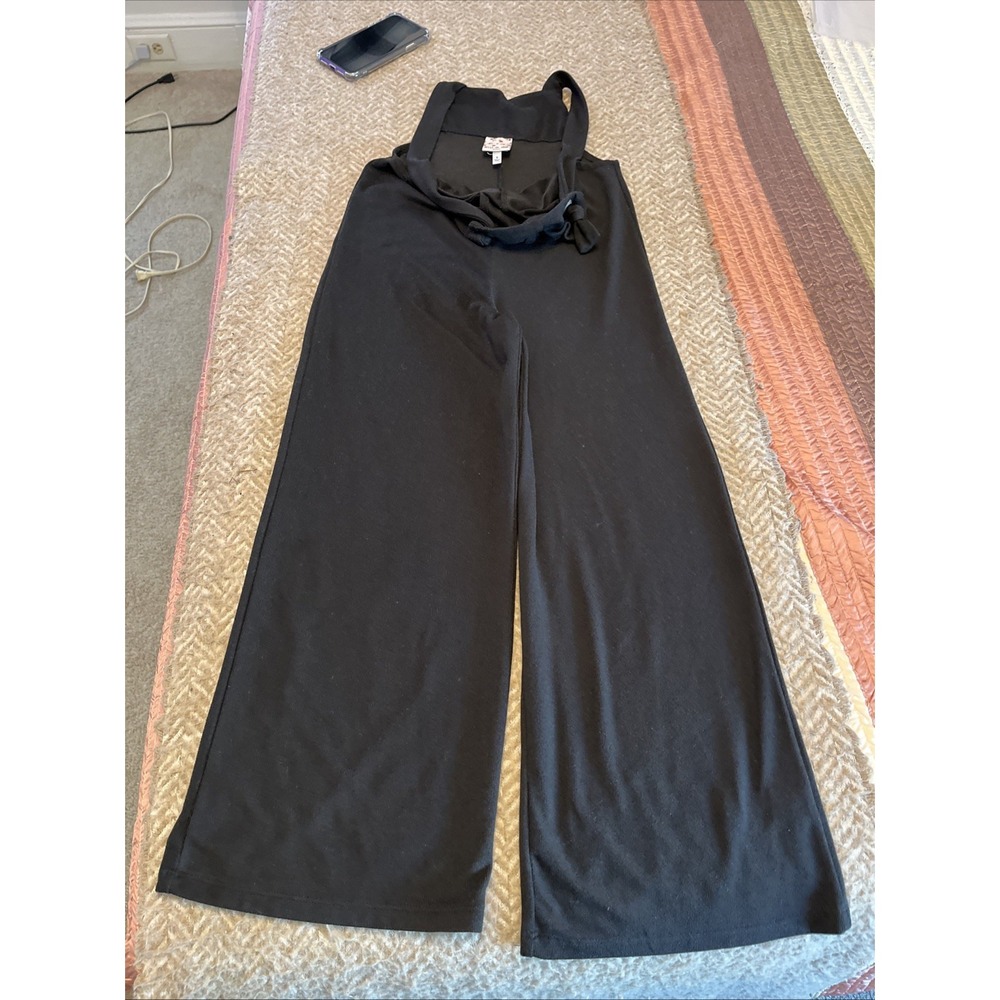 Belle Du Jour Girls Black Bodysuit Overalls Wide Leg Pants Size S